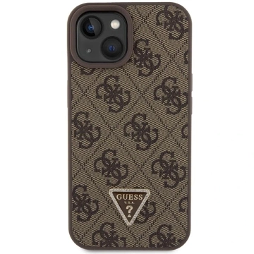 Guess GUHCP15SP4TDSCPW Hülle für iPhone 15 6,1" braun/braunes Hardcase Crossbody 4G Metal Logo