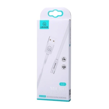 USAMS Kabel płaski U2 microUSB 1,2m bialy