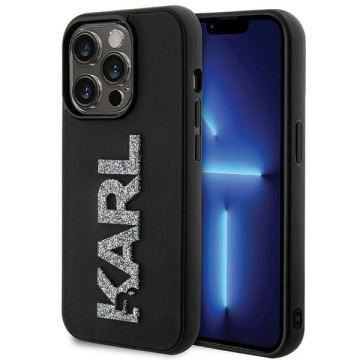 Etui Karl Lagerfeld KLHCP15L3DMBKCK für iPhone 15 Pro 6,1" Zarny/Schwarz Hardcase 3D Rubber Glitter Logo