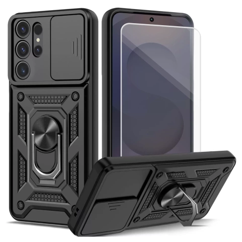 Hülle für Apple iPhone 16 gepanzertes Slide Case Ringgehäuse Kameraschutz Camshield Alogy schwarz