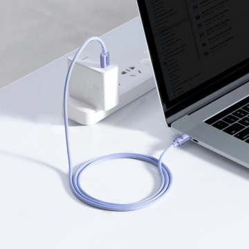 Baseus Crystal Shine Series Kabel USB-Kabel für schnelles Aufladen und Datenübertragung USB Typ C - USB Typ C 100 W 1,2 m lila (CAJY000605)