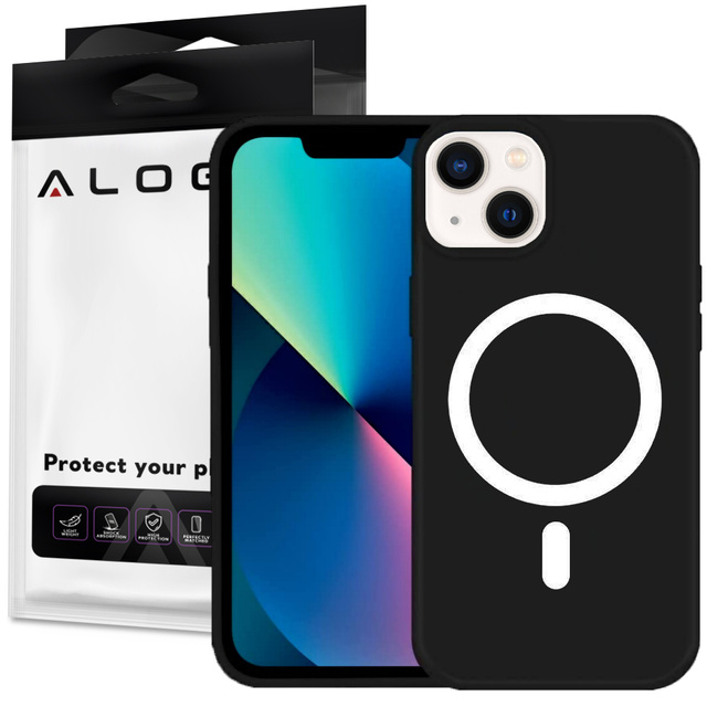 Hülle für MagSafe Ultra Slim Mag Alogy für Qi-Ladegeräte für Apple iPhone 13 Mini Black