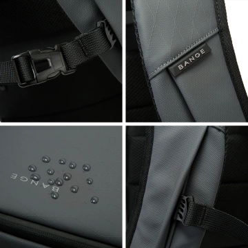 Bange wasserdichter Rucksack für 15,6-Zoll-Laptop, Stadtreisender, 45 x 30 x 16 cm, für Arbeit, Flugzeug, Herren, Damen, mit USB-Anschluss Schwarz