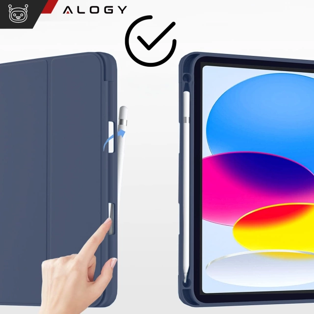 Etui do Apple iPad 10gen. 10.9" 2022 / A16 11gen. 11" 2025 obudowa na tablet Alogy Smart Case Pencil Holder Granatowe