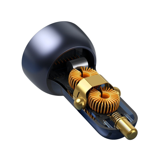 Ładowarka samochodowa Baseus Particular Digital Display z wyświetlaczem, USB + USB-C, QC3.0+PD, 5A, 65W (szara) + kabel USB-C 1m 100W (czarny)