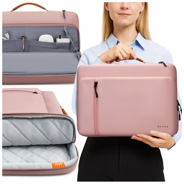 Torba wodoodporna Bange na laptopa do 15.6" – pojemna i wygodna, odporna i oddychająca, miejska i podróżna do pracy i samolotu, unisex – Różowa