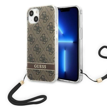 Etui Guess GUOHCP14SH4STW do Apple iPhone 14 6,1" brązowy/brown hardcase 4G Print Strap