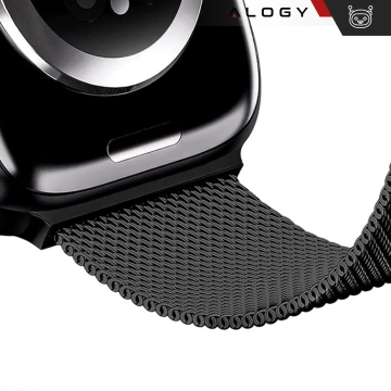 Alogy Stahlarmband für Apple Watch 42/44/45/49 mm Edelstahl Schwarz