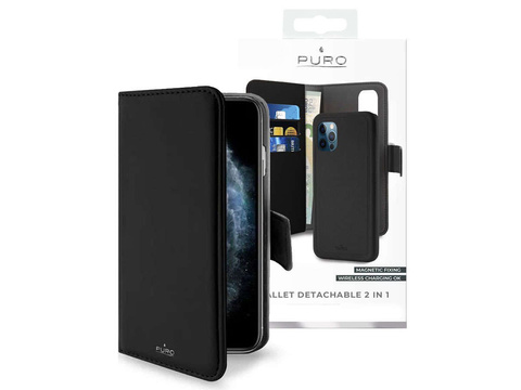 Etui obudowa PURO Wallet Detachable do Apple iPhone 12/ 12 Pro Czarne