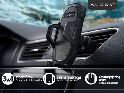 Alogy 3-in-1-Autotelefonhalter für die Windschutzscheibe, das Armaturenbrett, den Cockpit-Organizer