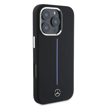 Mercedes Hülle für iPhone 16 Pro Max 6,9" Hardcase Silikon Blue Stripe MagSafe Schwarz