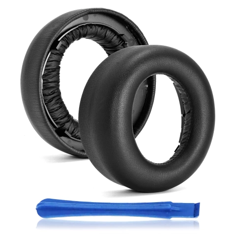 2x Ersatz-Ohrpolster aus Schaumstoff für Sony PS5 Wireless PULSE 3D Kopfhörer, Schwarz, mit Abnehmvorrichtung