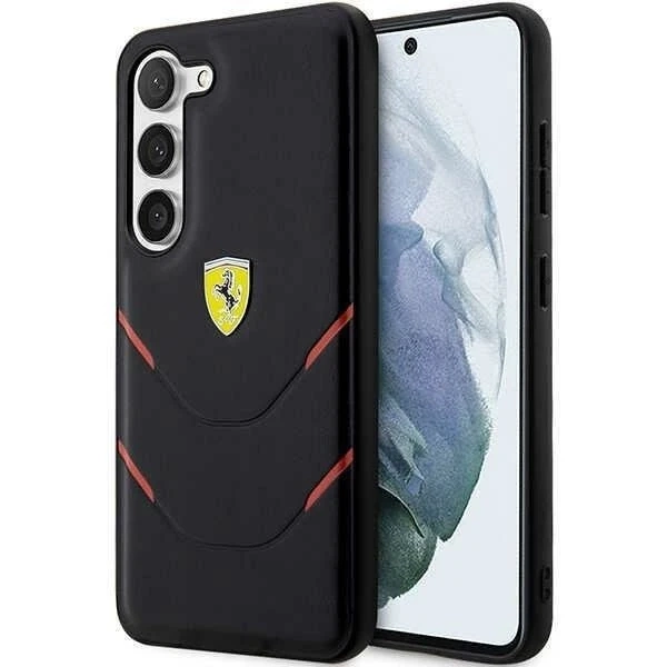 Ferrari Hülle für Samsung Galaxy S23 HardCase Hot Stamp Lines schwarz