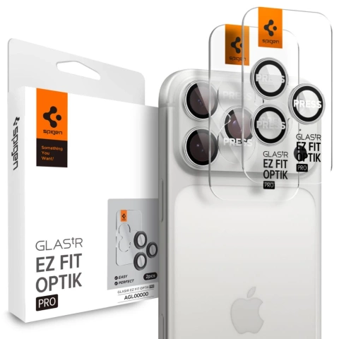 Osłona Aparatu Spigen Optik Pro Glas.TR EZ Fit iPhone 16/17 Pro Silver 2-Pack