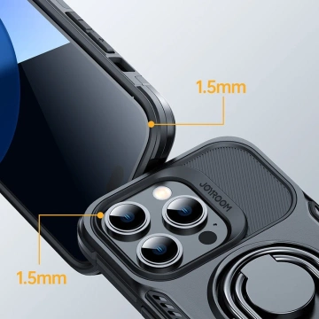 Joyroom Dual Hinge Case für iPhone 14 Pro Max gepanzerte Hülle mit Ständer und Ringhalter schwarz