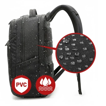 Bange wasserdichter Rucksack für 15,6-Zoll-Laptop, Stadtreisender, 45 x 30 x 16 cm, für Arbeit, Flugzeug, Herren, Damen, mit USB-Anschluss Schwarz