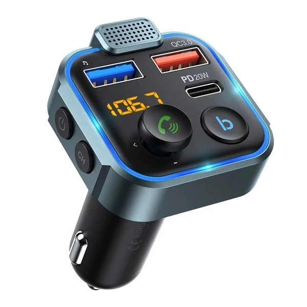 EcoBox Set FM Transmitter Bluetooth 2xUSB PD 20W 3in1 USB Kabel Schwarz