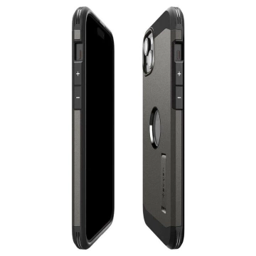 Spigen Tough Armor MagSafe-Hülle mit Ständer für iPhone 15 Plus – Metallic-Grau