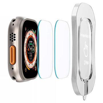 Gehärtetes Glas für Apple Watch Ultra 2 / Ultra 49 mm Displayschutz Alogy Protector 9H mit Positionierungsrahmen