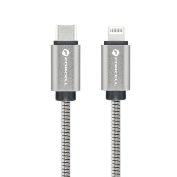 Kabel USB-C do Lightning 27W 1m Forcell Stalowy PD iPhone iPad