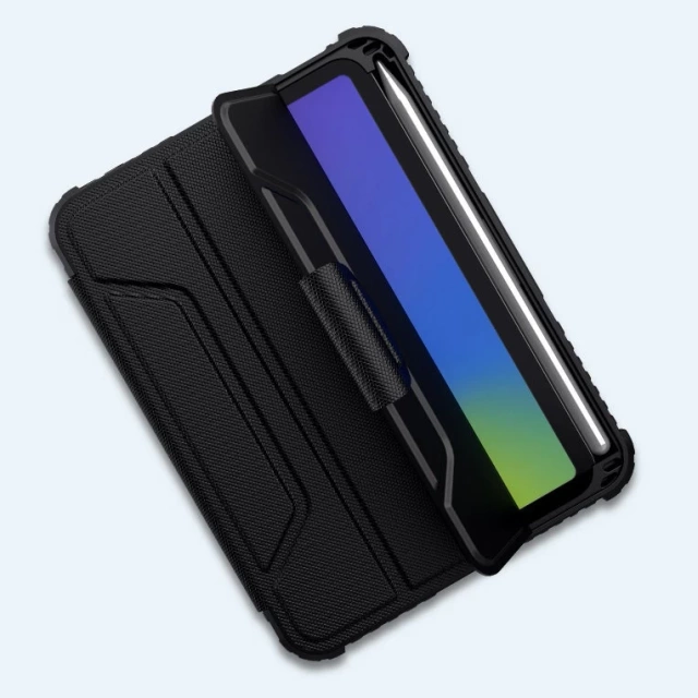 Nillkin Bumper Leather Case Pro pancerne etui Smart Cover z osłoną na aparat i podstawką iPad mini 2021 czarny