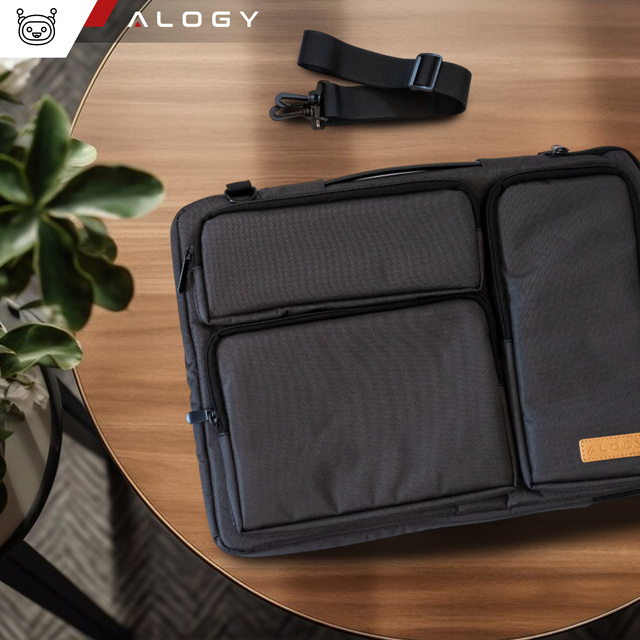 Torba Etui pokrowiec na MacBooka Air/Pro, laptopa, tablet 15.6" Alogy z paskiem na ramię Czarna