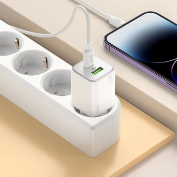 Hoco N41 GaN Ladegerät 20W USB-C USB-A USB-C Lightning Kabel Weiß