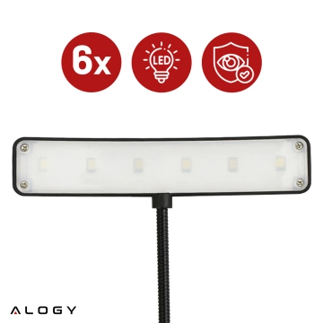 Alogy LED-Schreibtischlampe mit wiederaufladbarem Leseclip Schwarz
