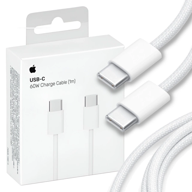 Kabel Apple USB-C do USB-C 1m, 60W, biały, trwały, oryginalny