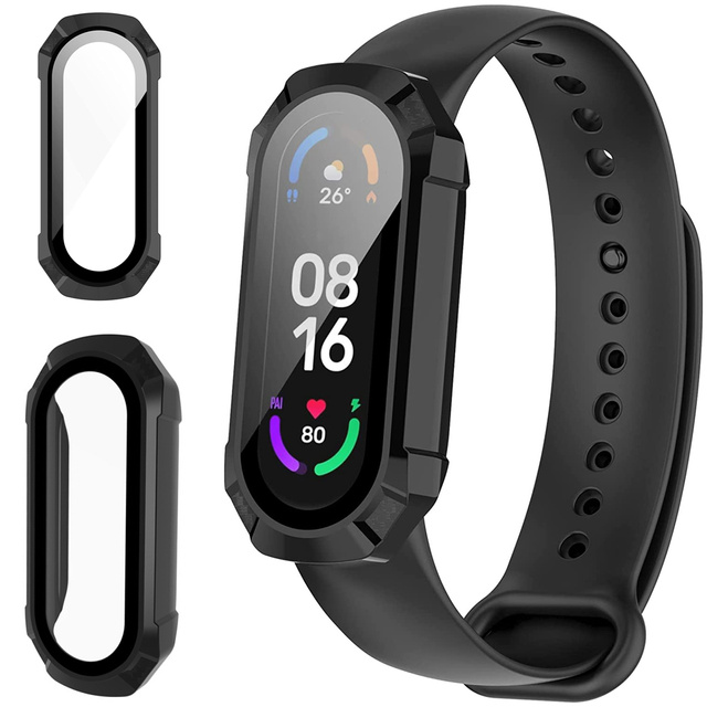 Etui ochronne 2w1 nakładka wbudowane szkło do Xiaomi Mi Band 7 / 7 NFC Alogy Classic Case Czarne