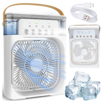 Wentylator wiatrak biurkowy 3w1 Klimator Alogy DeskBreeze™  stojący mały cyrkulator z nawilżaczem powietrza timerem i podświetleniem LED USB-C