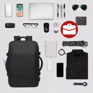 Reiserucksack Bange BackPack Business erweiterbarer Rucksack Geräumige Tasche für 17,3-Zoll-Laptop mit USB-Anschluss Schwarz