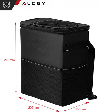 Auto-Mülleimer-Organizer, Mini-Mülleimer für Kopfstütze, Autositz für Auto, Schwarz, 8 l, Thermotasche Alogy