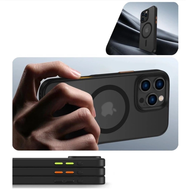 iPhone 16 Hülle Tech-Protect MagMat MagSafe 3er-Set Mattschwarz