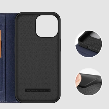 Dux Ducis Skin X2 Hülle für iPhone 14 Pro Max magnetische Flip-Cover blau