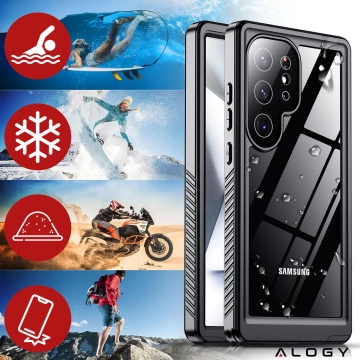 Hülle für Samsung Galaxy S24 Ultra Armored Waterproof IP68 360 Armor Case für Mag Safe Alogy schwarz