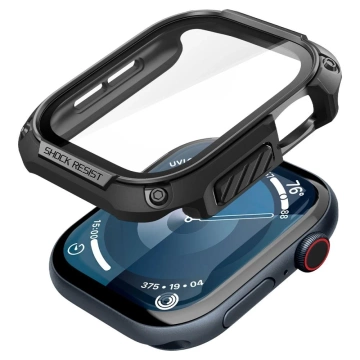 APPLE WATCH 10 (46 MM) SCHWARZES SPIGEN TOUGH ARMOR-GEHÄUSE AUS GEHÄRTETEM GLAS