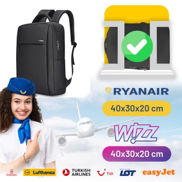 Mark Ryden 15,6" Laptop-Rucksack, Handgepäck, kostenlos, wasserdicht, für Business und Reisen, verstärkt, YKK-Reißverschluss, Oxford-Gewebe, 40 × 30 × 10 cm – Schwarz