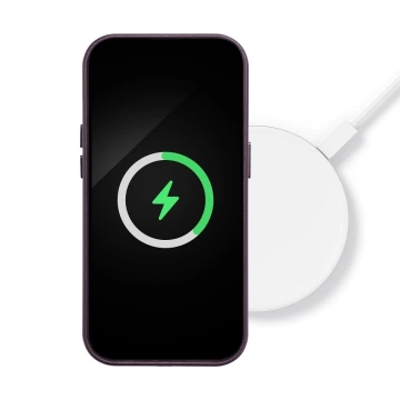 Leder Mag Cover Hülle kompatibel mit MagSafe für Apple iPhone 15 Plus dunkelviolett