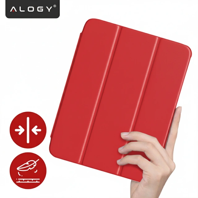 Etui do Apple iPad 11gen. 11" 2025 / 10gen. 10.9" 2022 – hybrydowa ochrona z miejscem na rysik, składana okładka z funkcją podstawki, precyzyjne dopasowanie – Alogy HybridBook™ Case Czerwone
