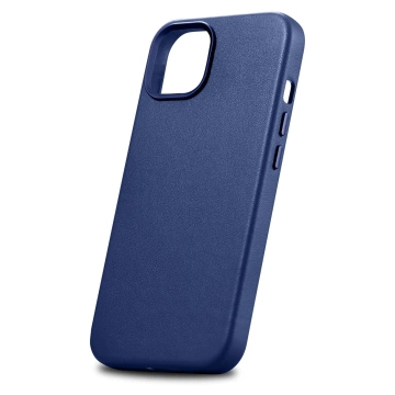 iCarer Case Leder Echtleder Handyhülle für iPhone 14 Plus Blau (MagSafe kompatibel)