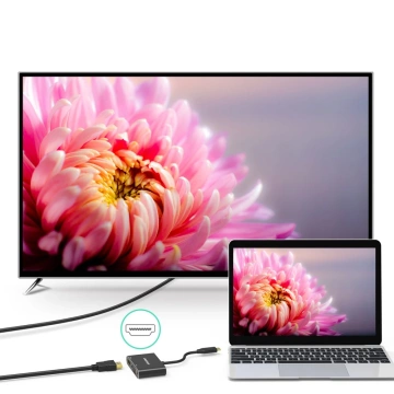 Choetech Adapter USB Typ C (männlich) auf HDMI (weiblich) 4K 60Hz / VGA (weiblich) FullHD 1080p 60Hz schwarz (HUB-M17)