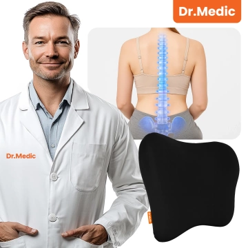  Poduszka do Samochodu pod Plecy Lędźwie DR.MEDIC TravelComfort™ Ergonomiczna poduszka lędźwiowa na fotel krzesło biurowa do auta dla kierowcy pasażera