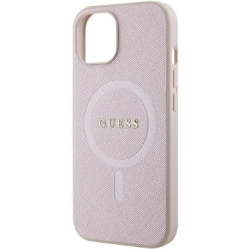 Guess GUHMP15MPSAHMCP Hülle für iPhone 15 Plus 6,7" Hardcase Saffiano MagSafe rosa/rosa