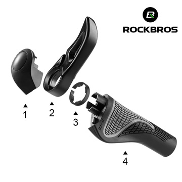Fahrradgriffe RockBros BT1008B Lenkergriffe Schwarze Gummigriffe mit Hörnern