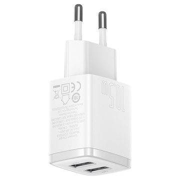 Starkes Ladegerät Baseus Compact 2x USB 2.1A 10.5W Weiß