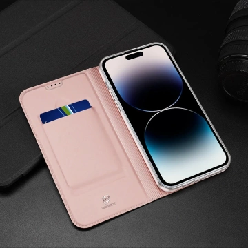 Dux Ducis Skin Pro iPhone 15 Pro Hülle mit Klappe und Geldbörse – Pink