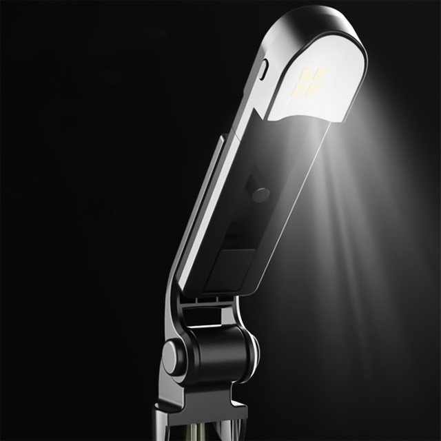 Kijek Selfie Stick Tripod Statyw LED Pilot Bluetooth Uchwyt do telefonu z lampką LED kij wysięgnik 95cm czarny