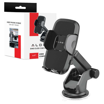 Alogie-Autohalterung für ein 4-7-Zoll-Telefon für ein Armaturenbrett und eine Windschutzscheibe Schwarz