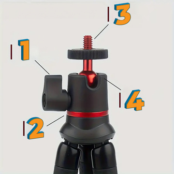 Flexibles Fotostativ, Mini-Flexibles Stativ für Kamerakamera, 1/4 Zoll Octopus-Stativ, schwarzer Stativadapter